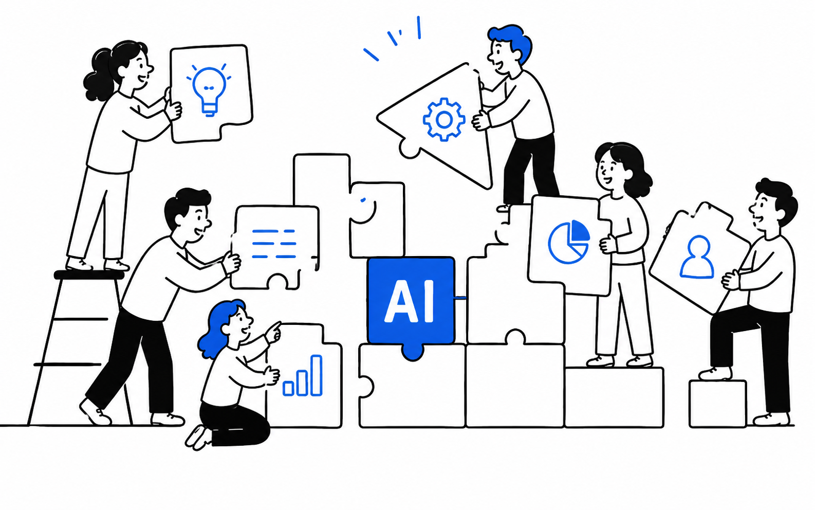 AIを組織全体で活用するイメージ
